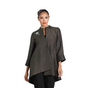 I.C. By CONNIE K Bronze And Black Polka Dot Art Asymmetrical Jacket Sz 2x